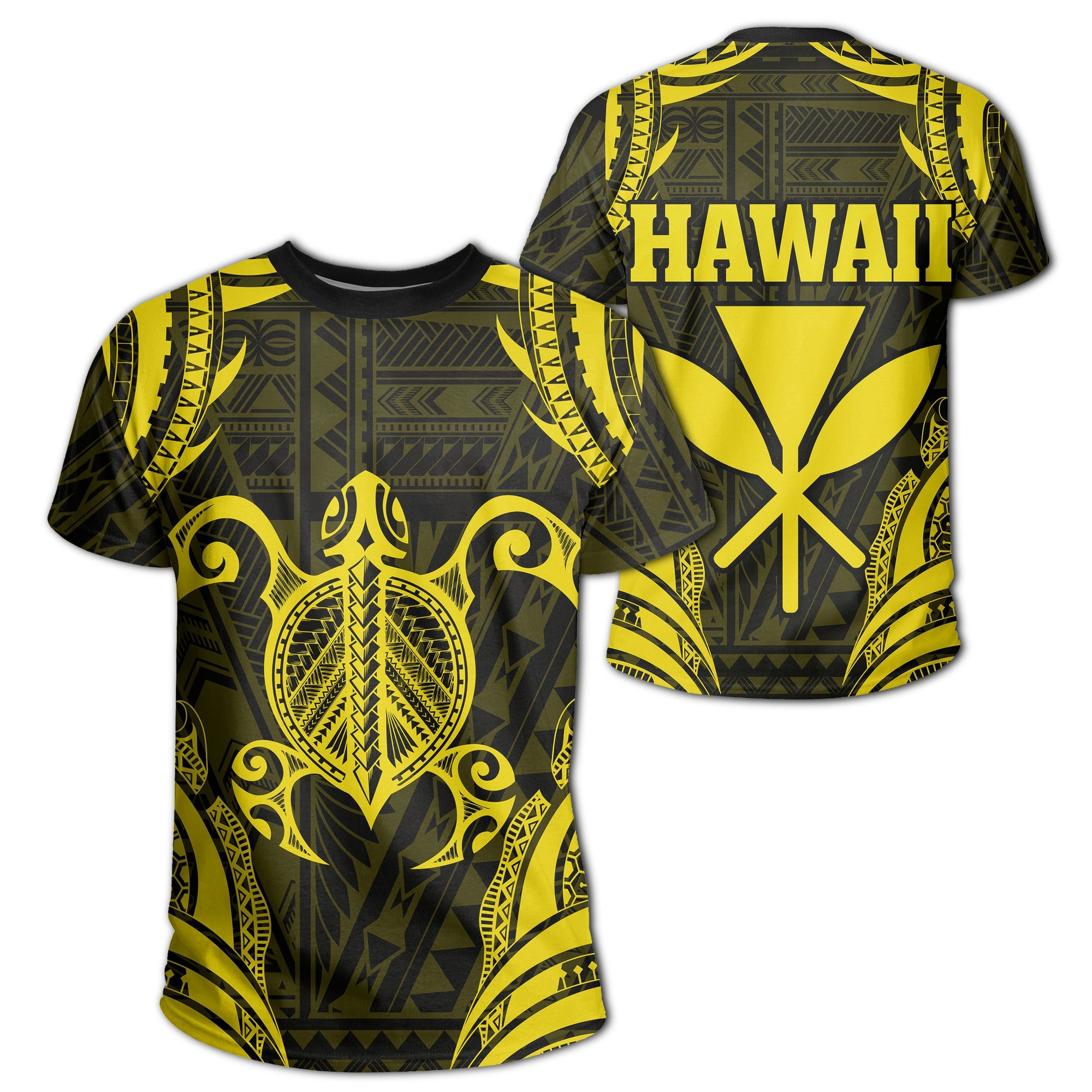 Hawaii Turtle Kanaka Polynesian T Shirt Yellow Unisex Yellow - Polynesian Pride