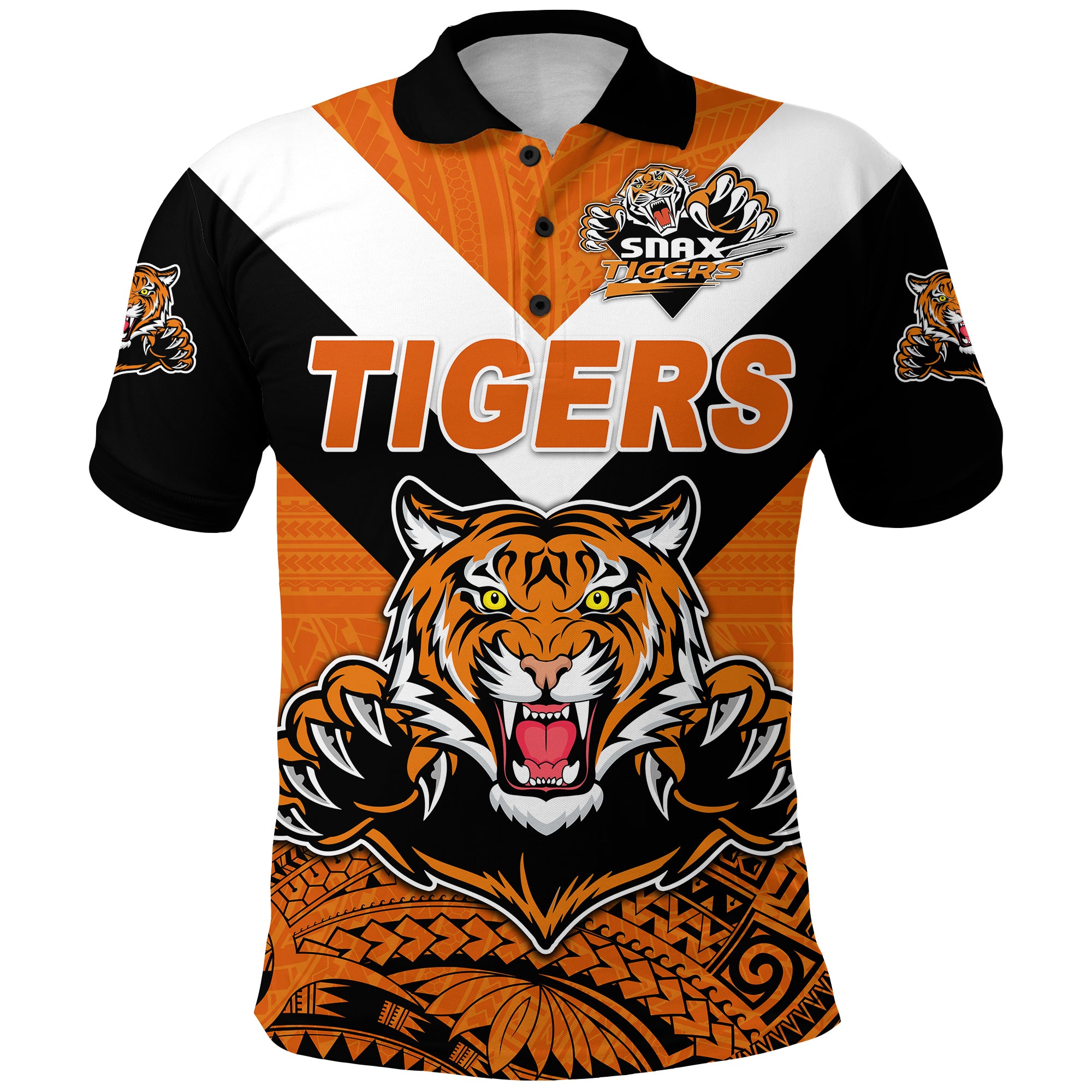 Custom Papua New Guinea Lae Snax Tigers Polo Shirt Rugby Simple Style Black LT8 - Polynesian Pride