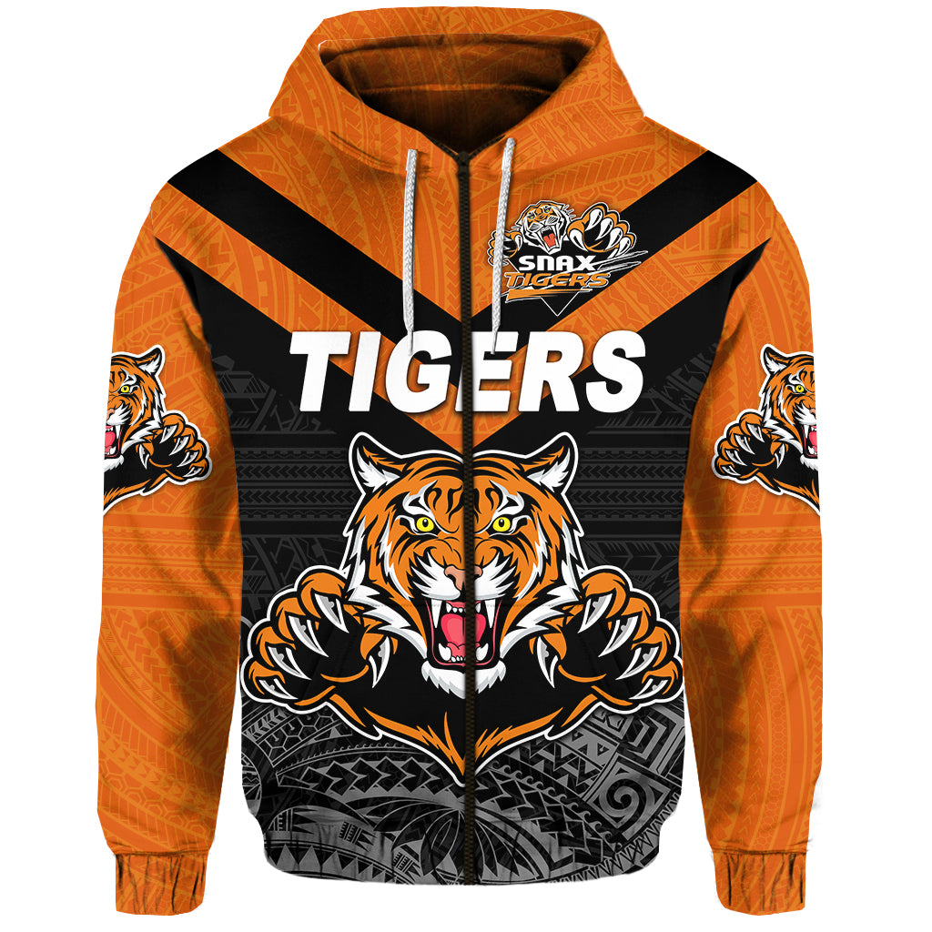 Papua New Guinea Lae Snax Tigers Zip Hoodie Rugby Original Style Black LT8 - Polynesian Pride