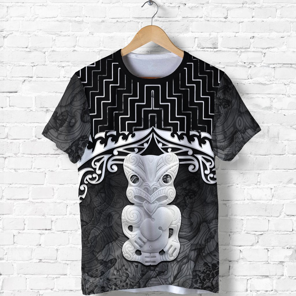 New Zealand Maori Shirt, Poutama Hei Tiki T Shirt Black Unisex Black - Polynesian Pride