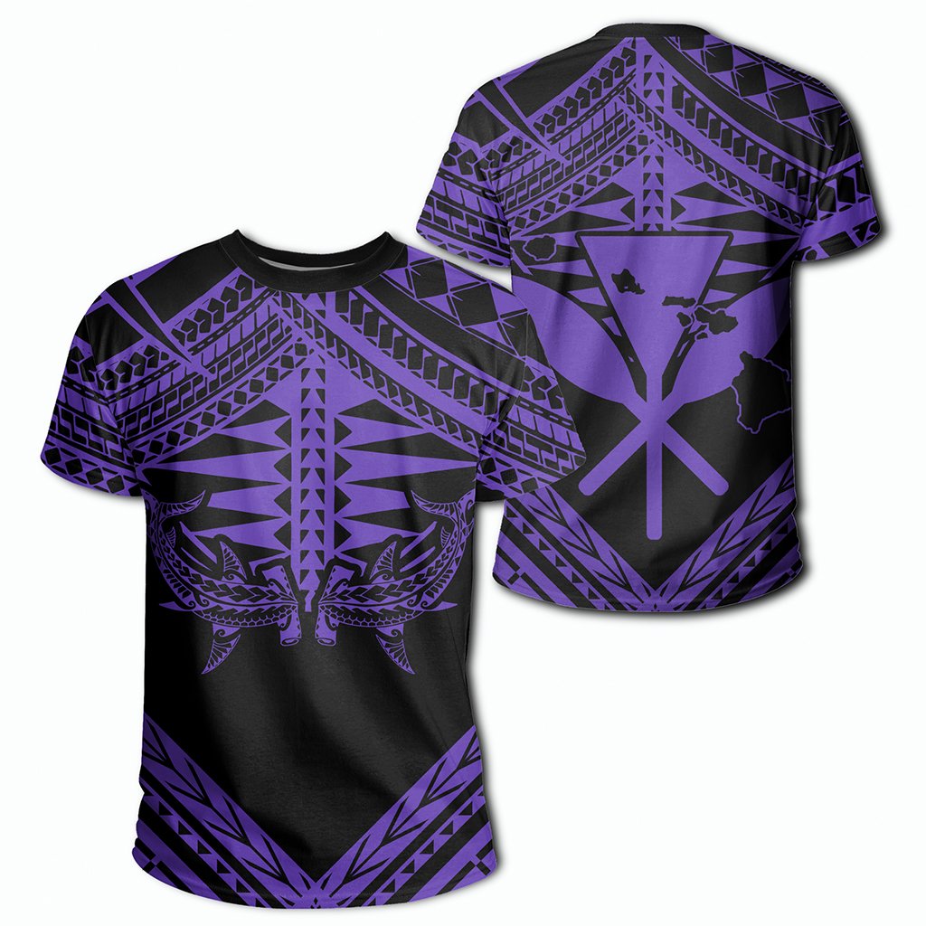 Hawaii Shark Polynesian Kanaka Purple T Shirt Candy Style Unisex Black - Polynesian Pride