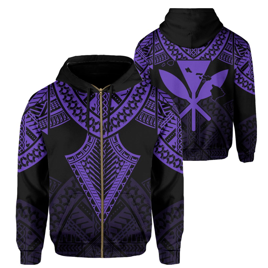 Hawaii Polynesian Hoodie Limited (Zip up) Tab Style Purple Unisex Art - Polynesian Pride