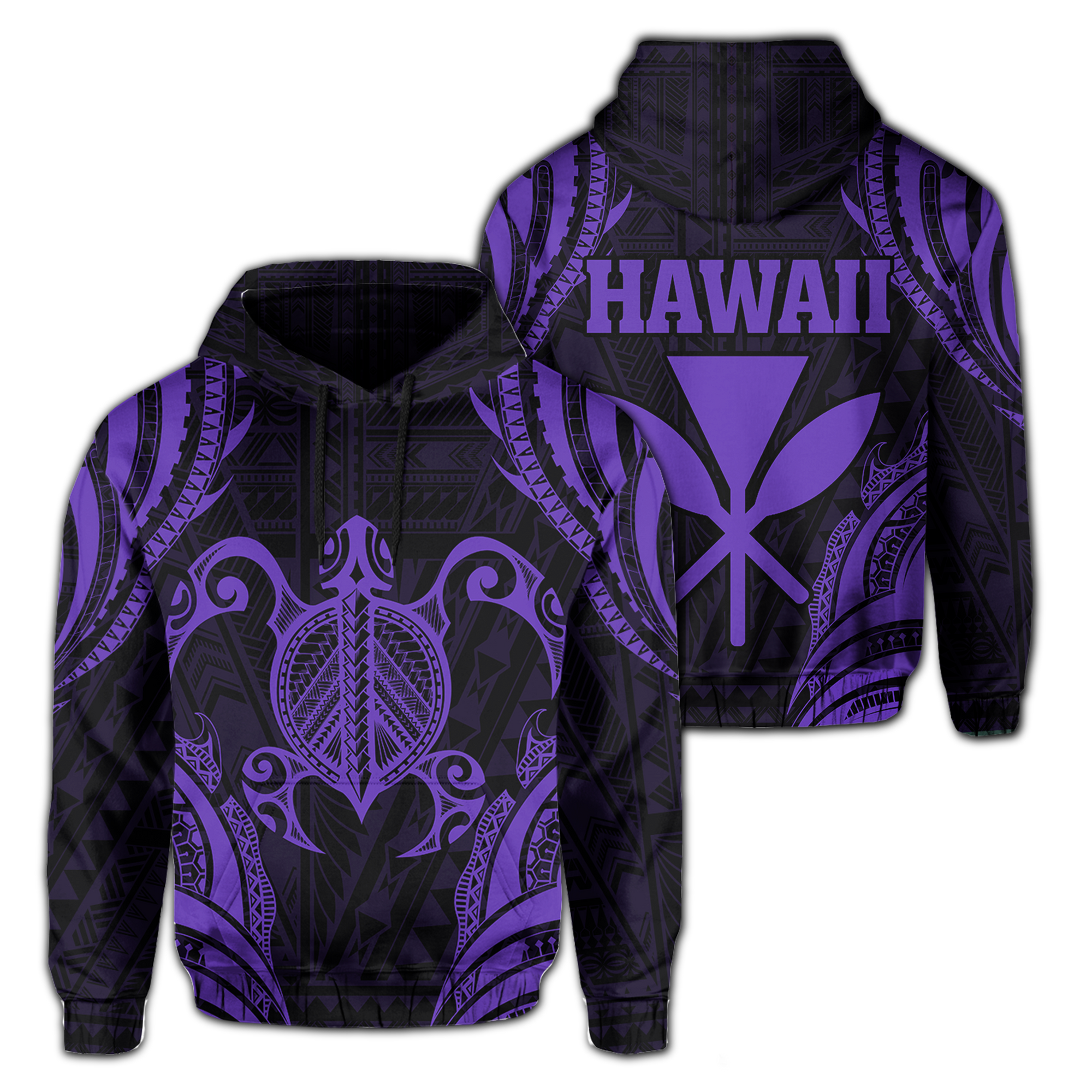 Polynesian Turtle Kanaka Maoli Hawaii Hoodie Purple Unisex Purple - Polynesian Pride