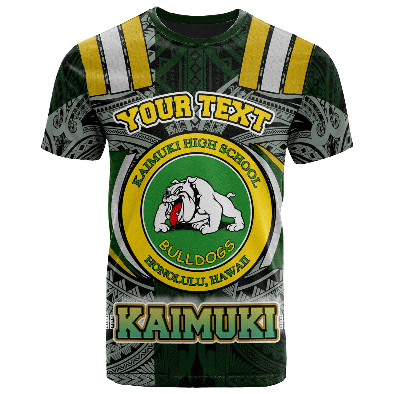 Hawaii Kaimuki High School T Shirt Custom Kaimuki High School Polynesian Pattern LT10 Green - Polynesian Pride