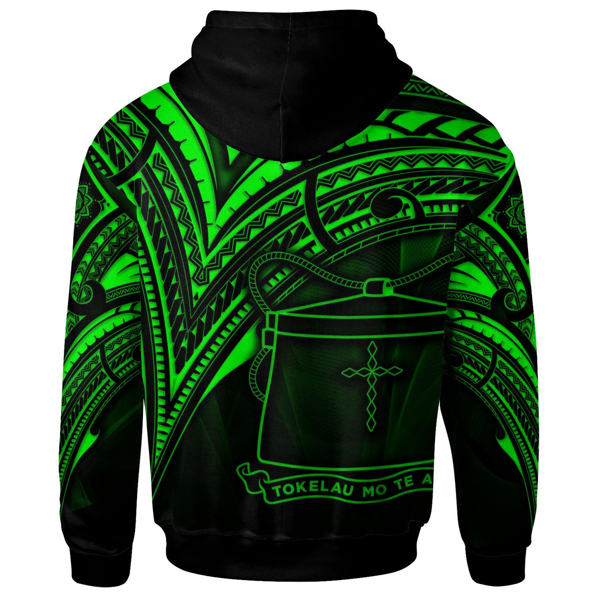 Tokelau Zip Hoodie Green Color Cross Style - Polynesian Pride