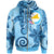 Tokelau Zip Hoodie Tribal Plumeria Pattern Unisex Blue - Polynesian Pride