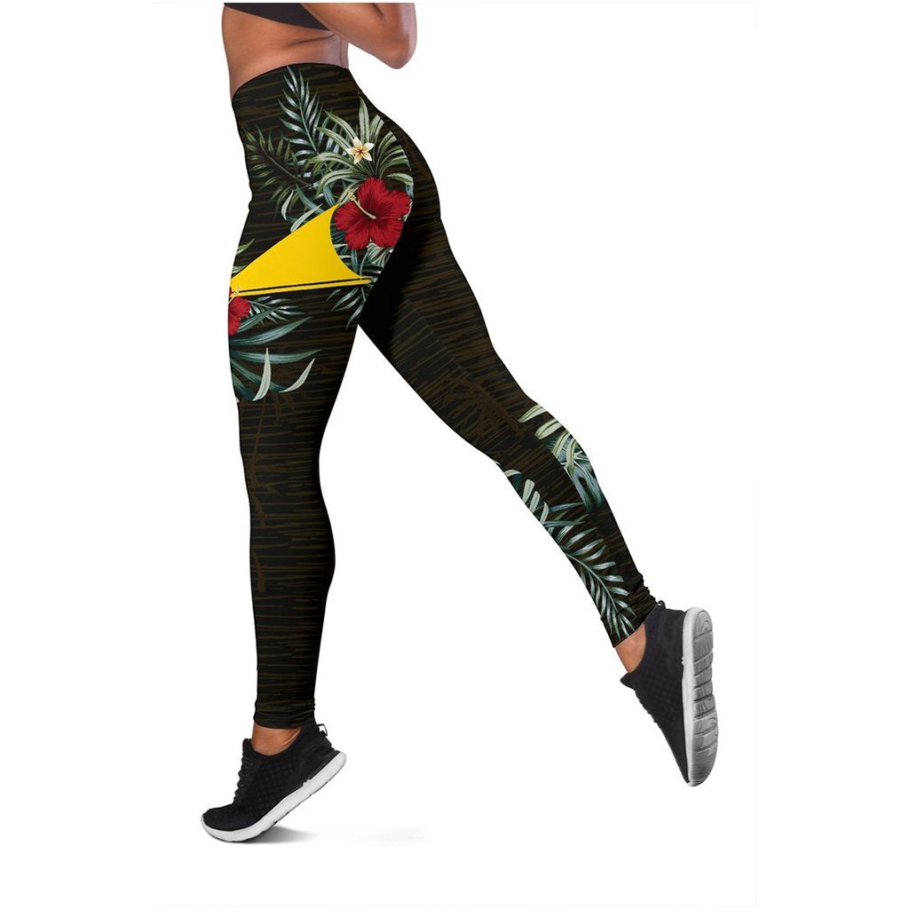 Tokelau Hibiscus Leggings A7 Black - Polynesian Pride