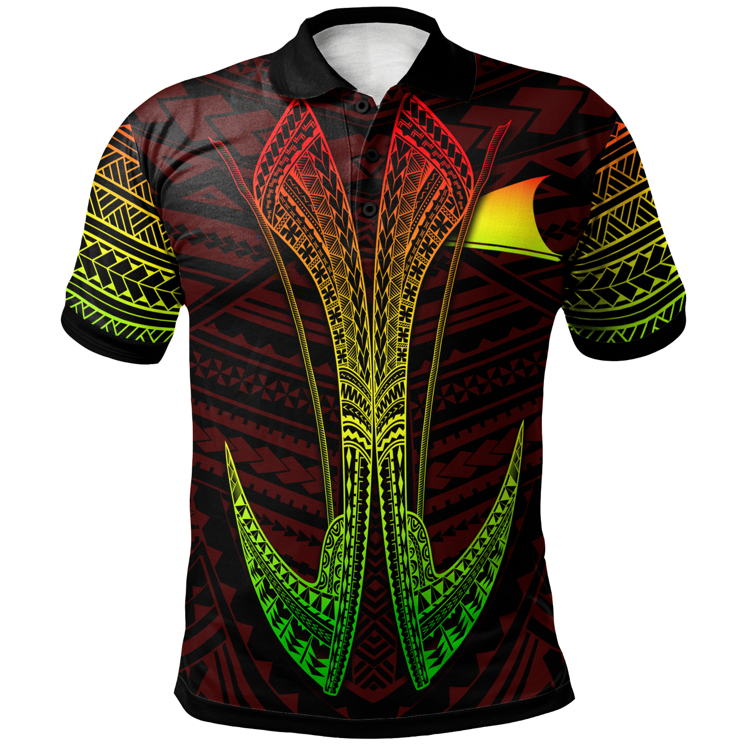 Tokelau Custom Polo Shirt Fish Hook Ver2 Unisex Red - Polynesian Pride