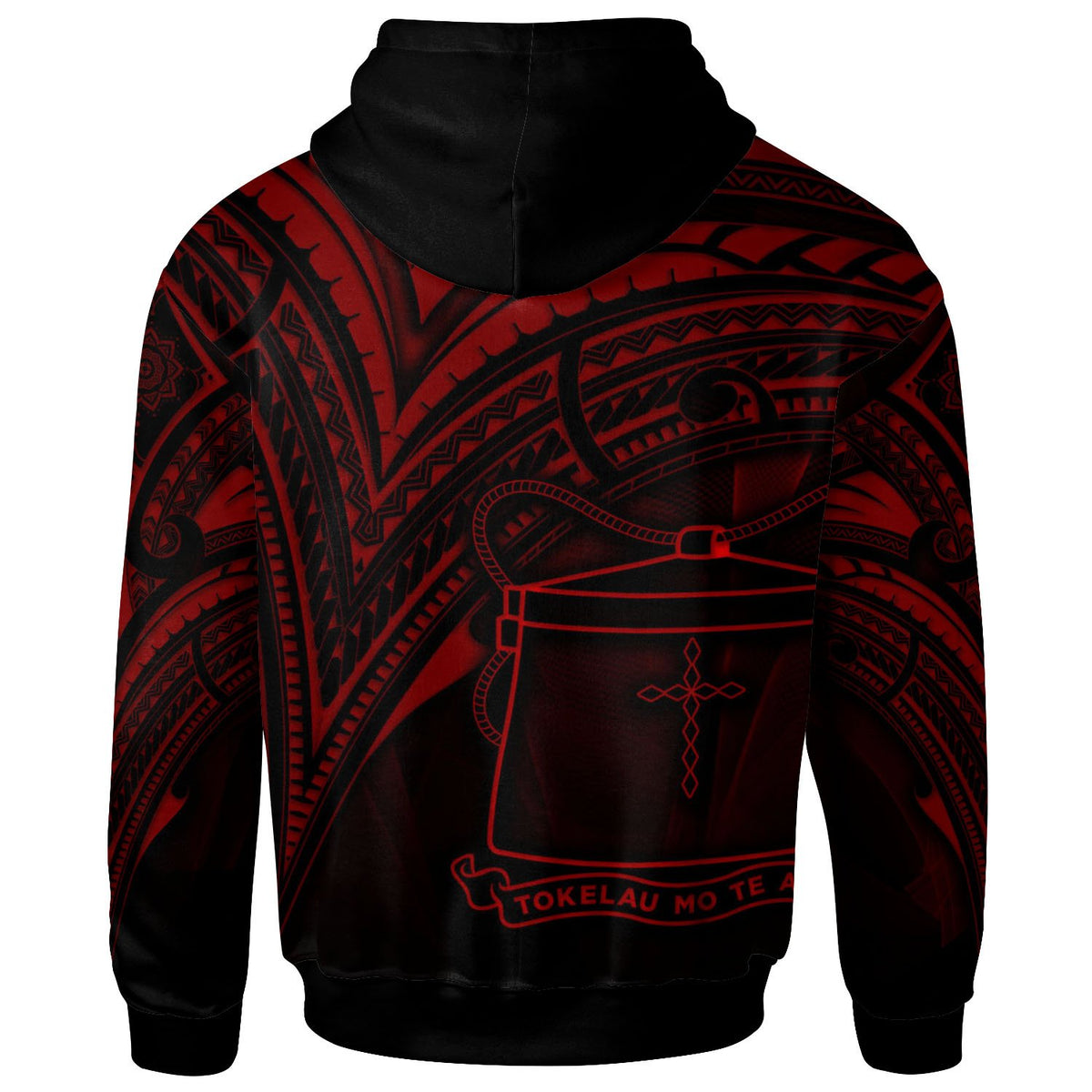 Tokelau Zip Hoodie Red Color Cross Style - Polynesian Pride