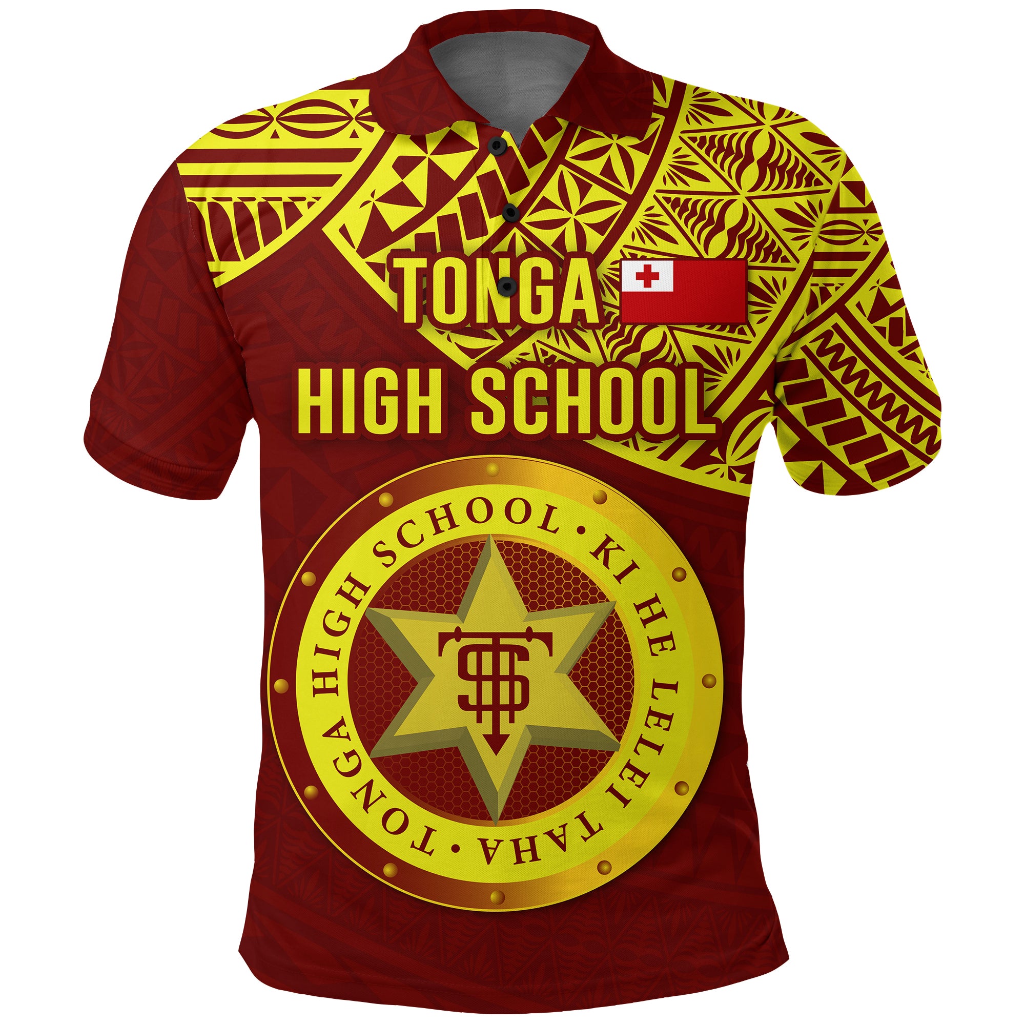 Custom Tonga High School Polo Shirt Maroon and Gold LT4 Unisex Maroon - Polynesian Pride