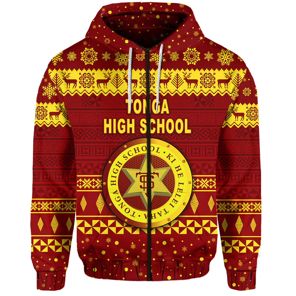 Tonga High School Christmas Zip Hoodie Simple Style LT8 - Polynesian Pride