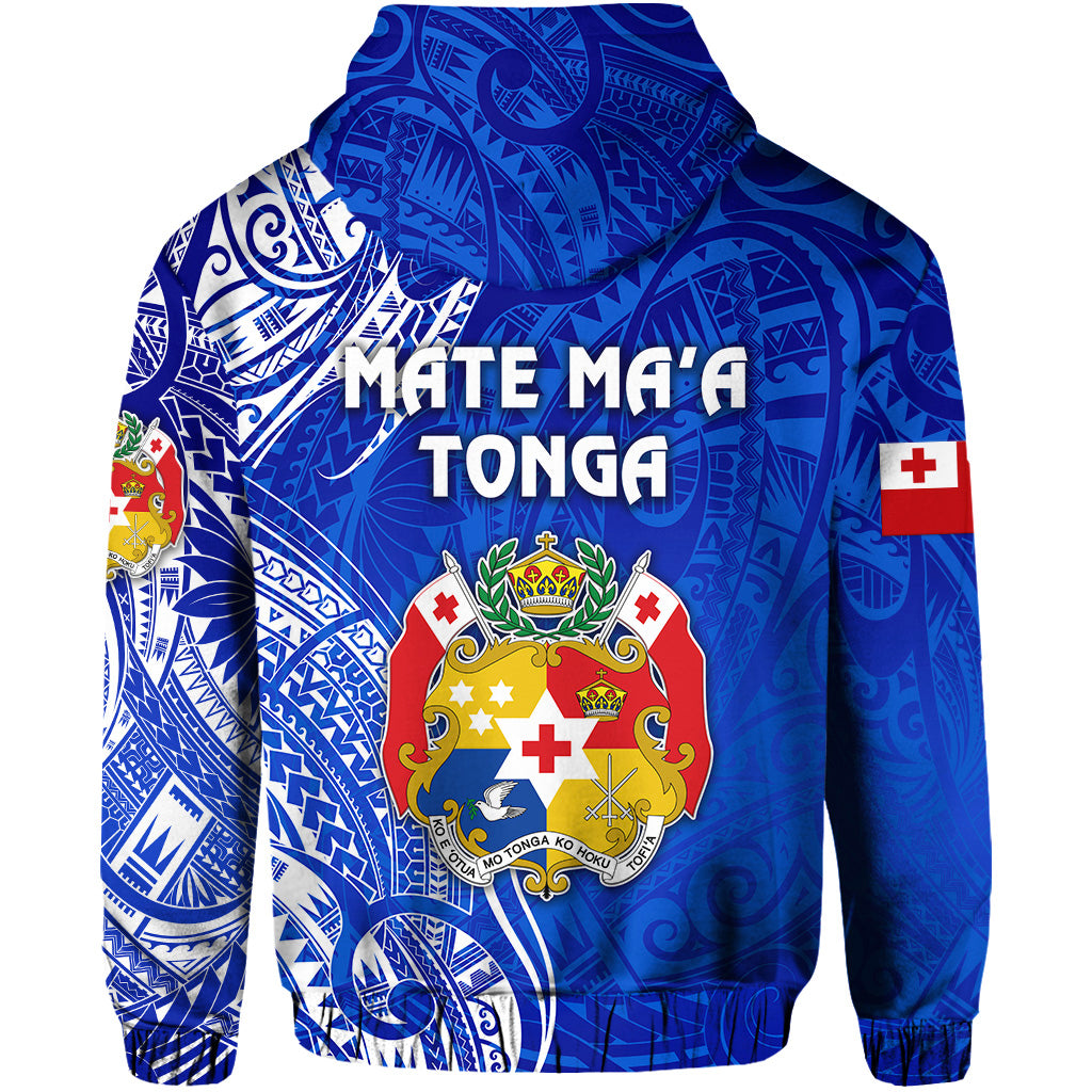 Tonga Coat of Arms Zip Hoodie Simple Vibes Blue LT8 - Polynesian Pride