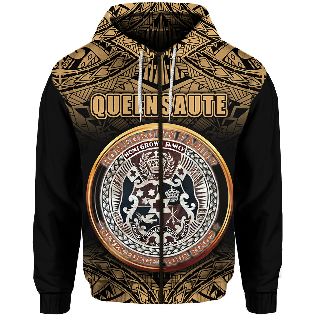 Queensaute Tonga All Over Zip up Hoodie Gold Fog LT8 - Polynesian Pride