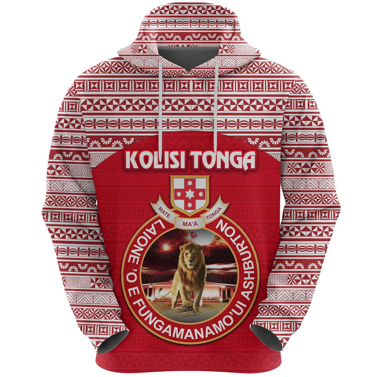Custom Kolisi Tonga Hoodie Mate Maa Tonga Simple Version Lion Ashburton, Custom Text and Number - Polynesian Pride