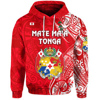 Custom Tonga Coat of Arms Hoodie Simple Vibes Bright Red, Custom Text and Number LT8 - Polynesian Pride
