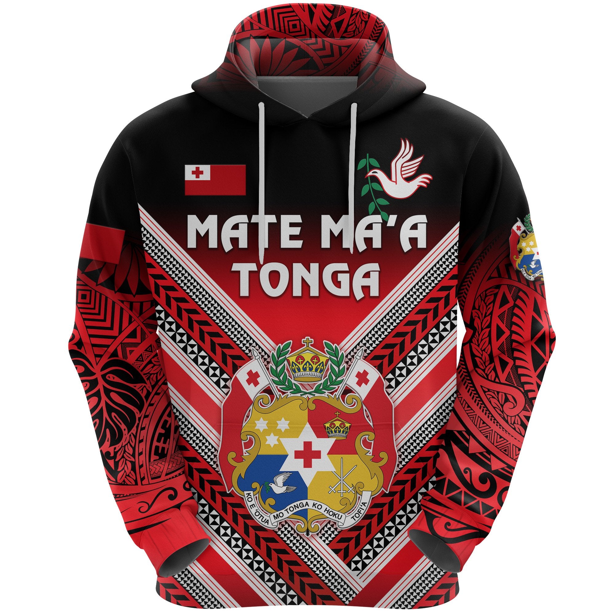 Mate Maa Tonga Rugby Hoodie Polynesian Creative Style Unisex Red - Polynesian Pride