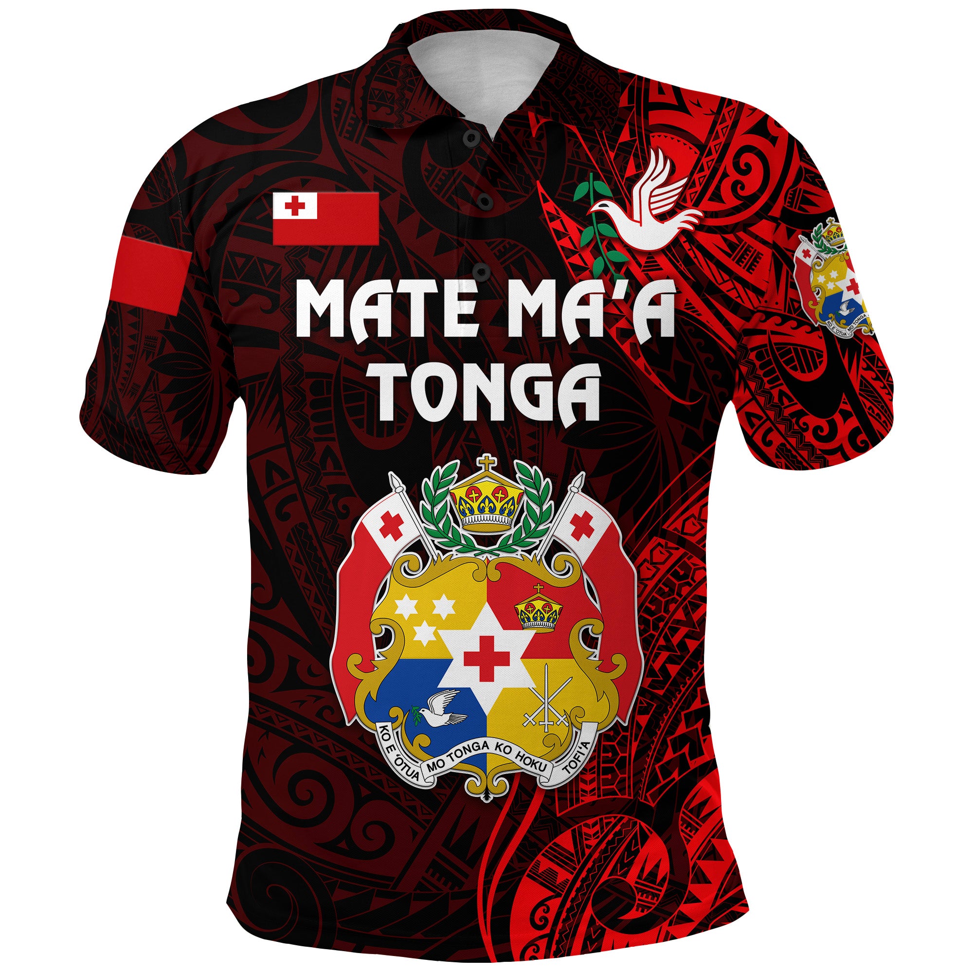 Tonga Coat Of Arms Polo Shirt Simple Vibes Red LT8 - Polynesian Pride