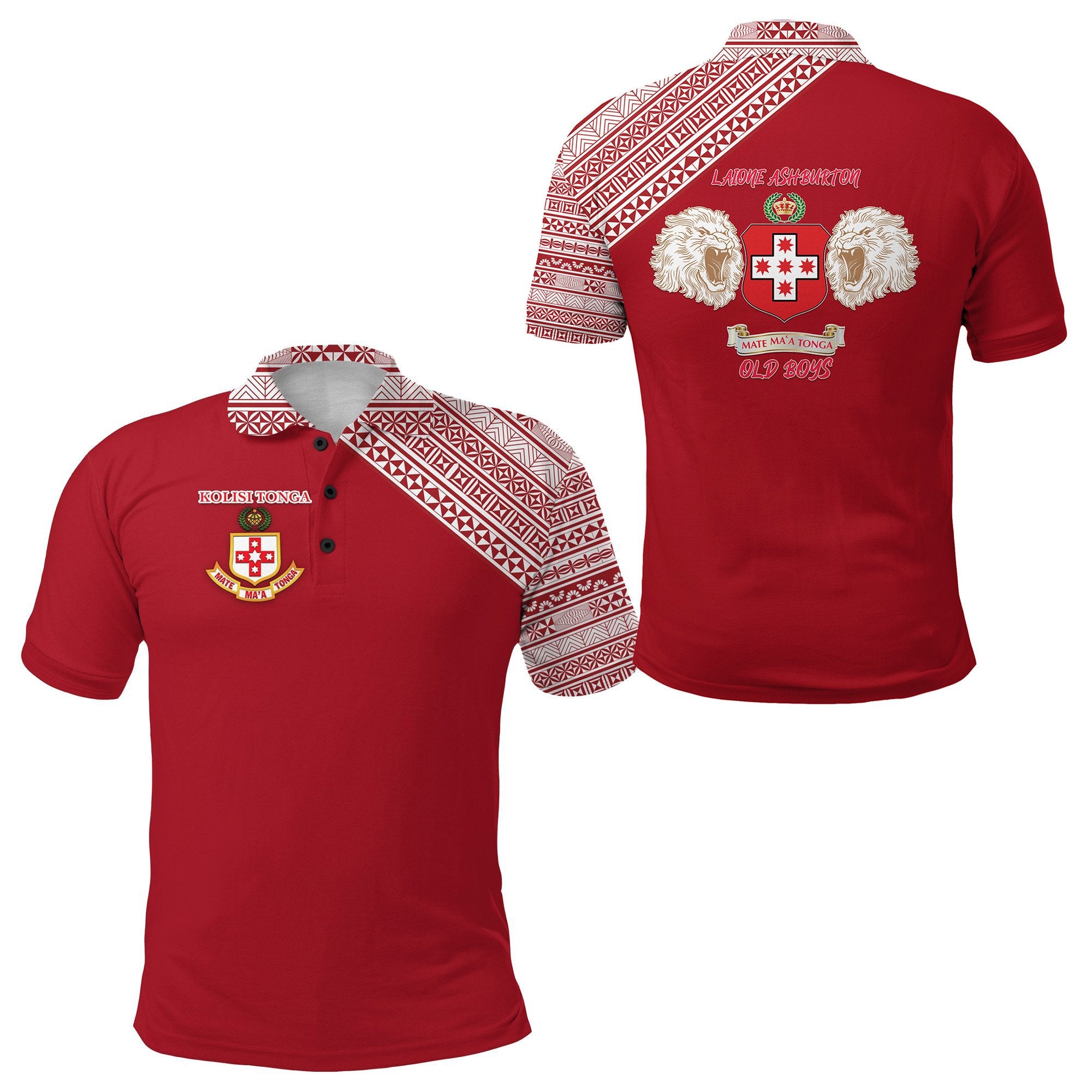 Kolisi Tonga Polo Shirt Mate Maa Tonga Rugby Lajone Ashburton NO.1 Unisex Red - Polynesian Pride