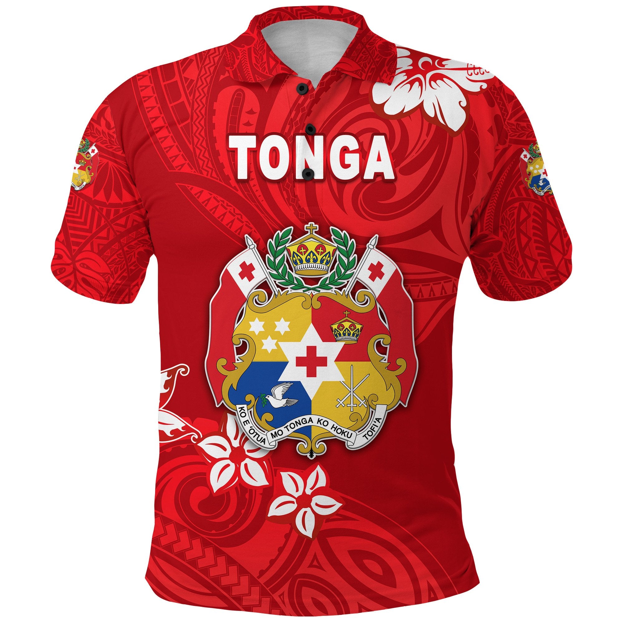 Mate Maa Tonga Rugby Polo Shirt Polynesian Unique Vibes Full Red Unisex Red - Polynesian Pride