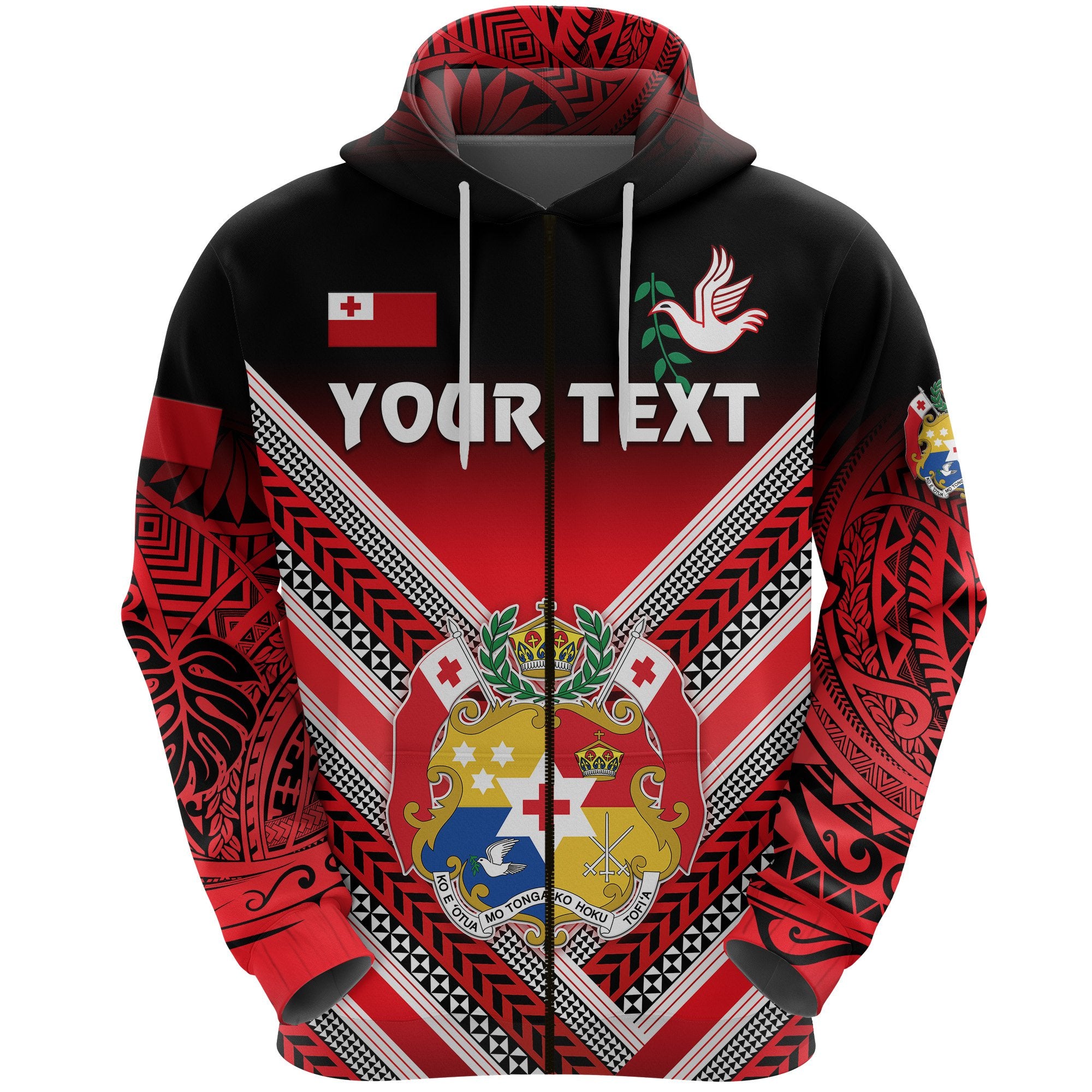 Custom Mate Maa Tonga Rugby Zip Hoodie Polynesian Creative Style Unisex Red - Polynesian Pride