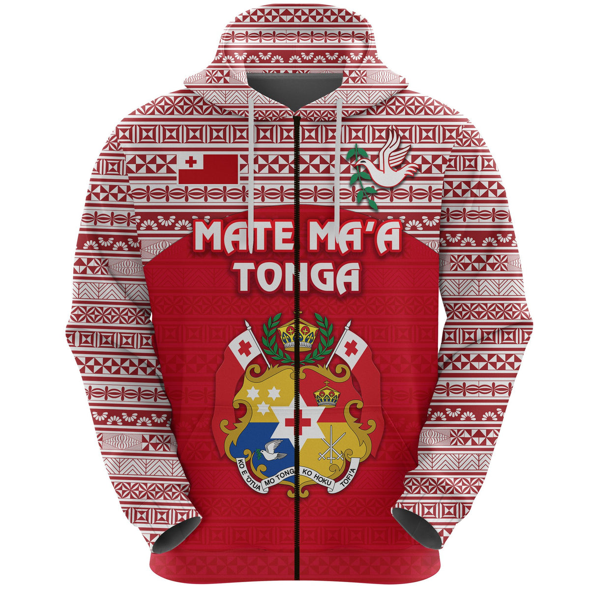 Kolisi Tonga Zip Hoodie Mate Maa Tonga Simple Version Coat of Arms - Polynesian Pride