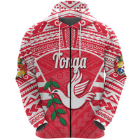Tonga Zip Hoodie Rugby Style Unisex Red - Polynesian Pride