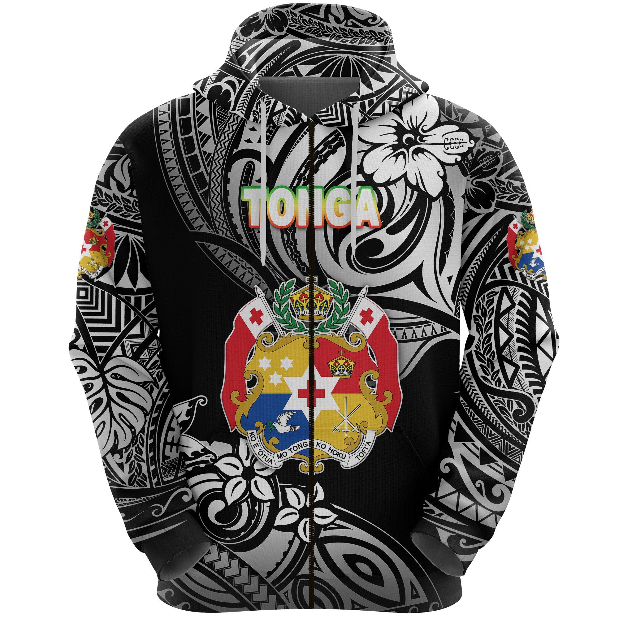 Custom Mate Maa Tonga Rugby Zip Hoodie Polynesian Unique Vibes, Custom Text and Number Black Unisex Black - Polynesian Pride