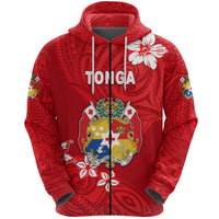 Mate Maa Tonga Rugby Zip Hoodie Polynesian Unique Vibes Full Red Unisex Red - Polynesian Pride