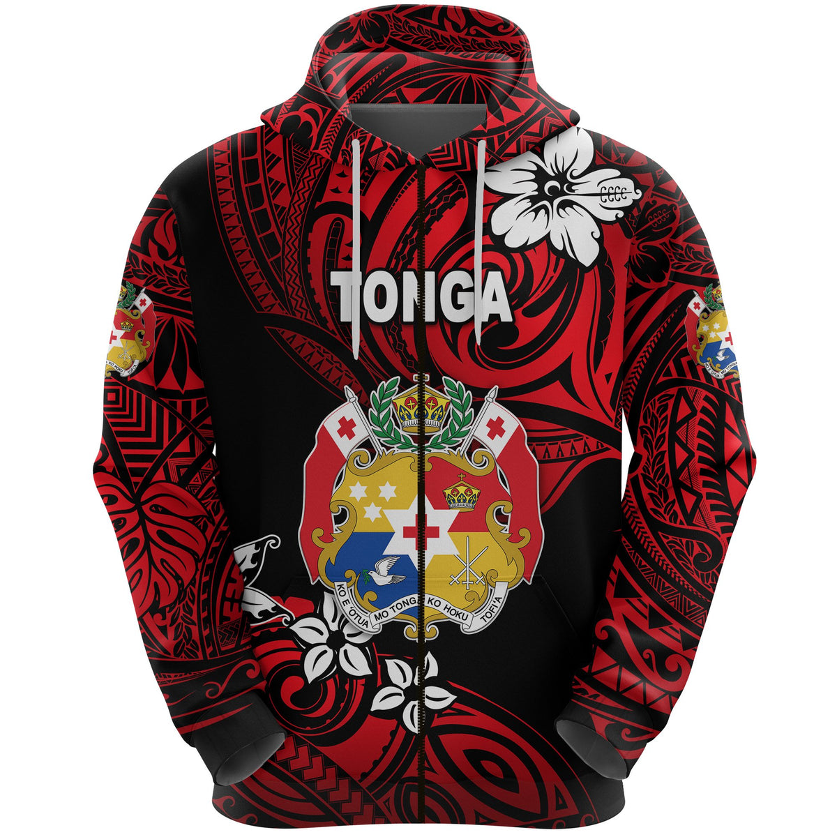 Mate Maa Tonga Rugby Zip Hoodie Polynesian Unique Vibes Red Unisex Red - Polynesian Pride