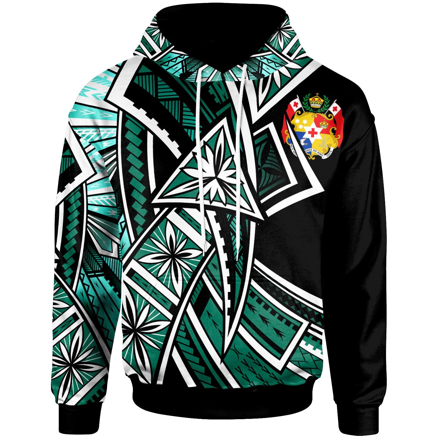 Tonga Hoodie Tribal Flower Special Pattern Green Color Unisex Green - Polynesian Pride