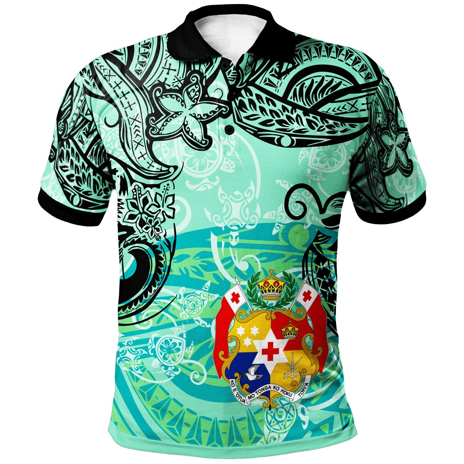 Tonga Polo Shirt Vintage Floral Pattern Green Color Unisex Green - Polynesian Pride