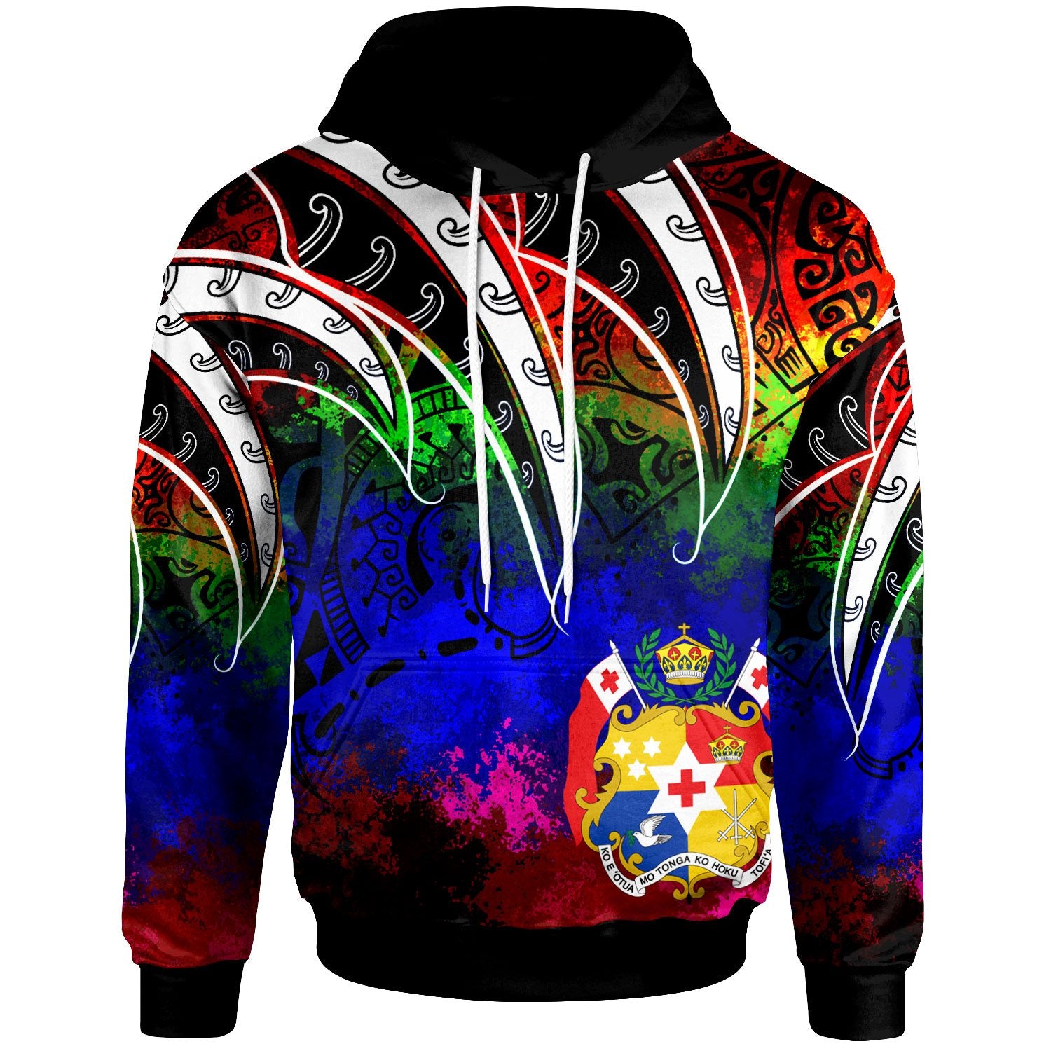 Tonga Hoodie Tropical Leaf Rainbow Color Unisex Rainbow - Polynesian Pride