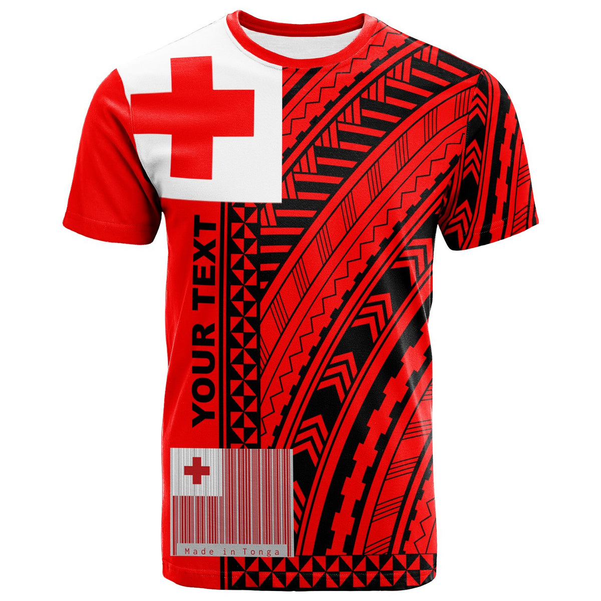 Tonga Custom T Shirt Unique Barcode Unisex Red - Polynesian Pride