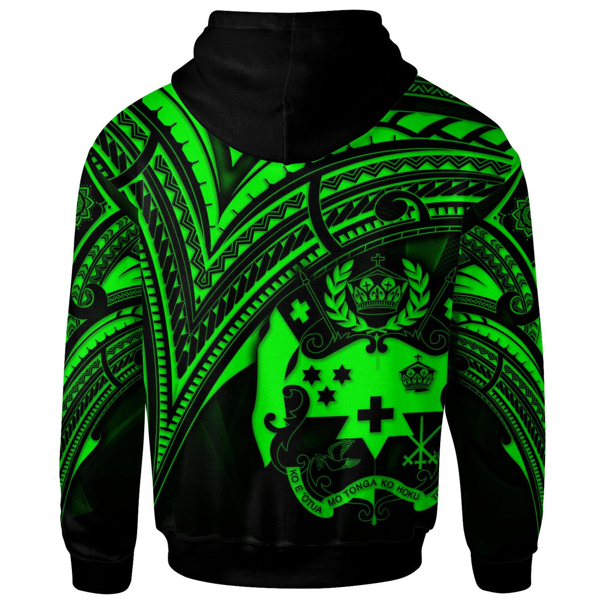 Tonga Hoodie Green Color Cross Style - Polynesian Pride