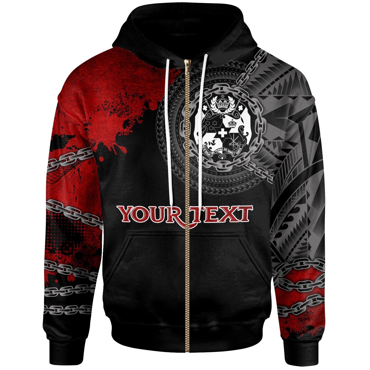 Tokelau Polynesian Custom Zip up Hoodie Polynesian Chain Style Unisex Black - Polynesian Pride