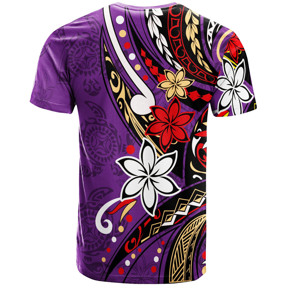 Papua New Guinea T Shirt Tribal Flower With Special Turtles Purple Color - Polynesian Pride