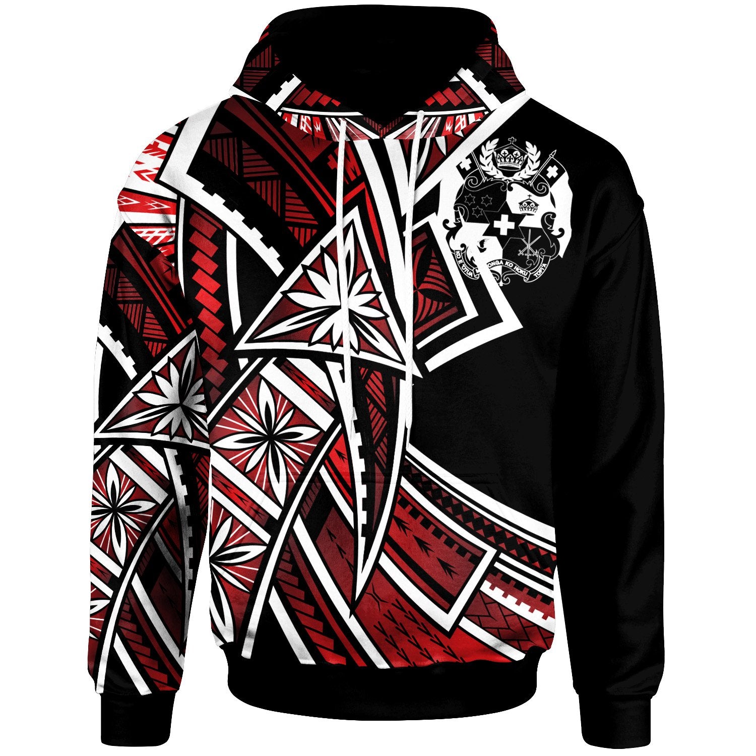 Tonga Hoodie Tribal Flower Special Pattern Red Color Unisex Red - Polynesian Pride