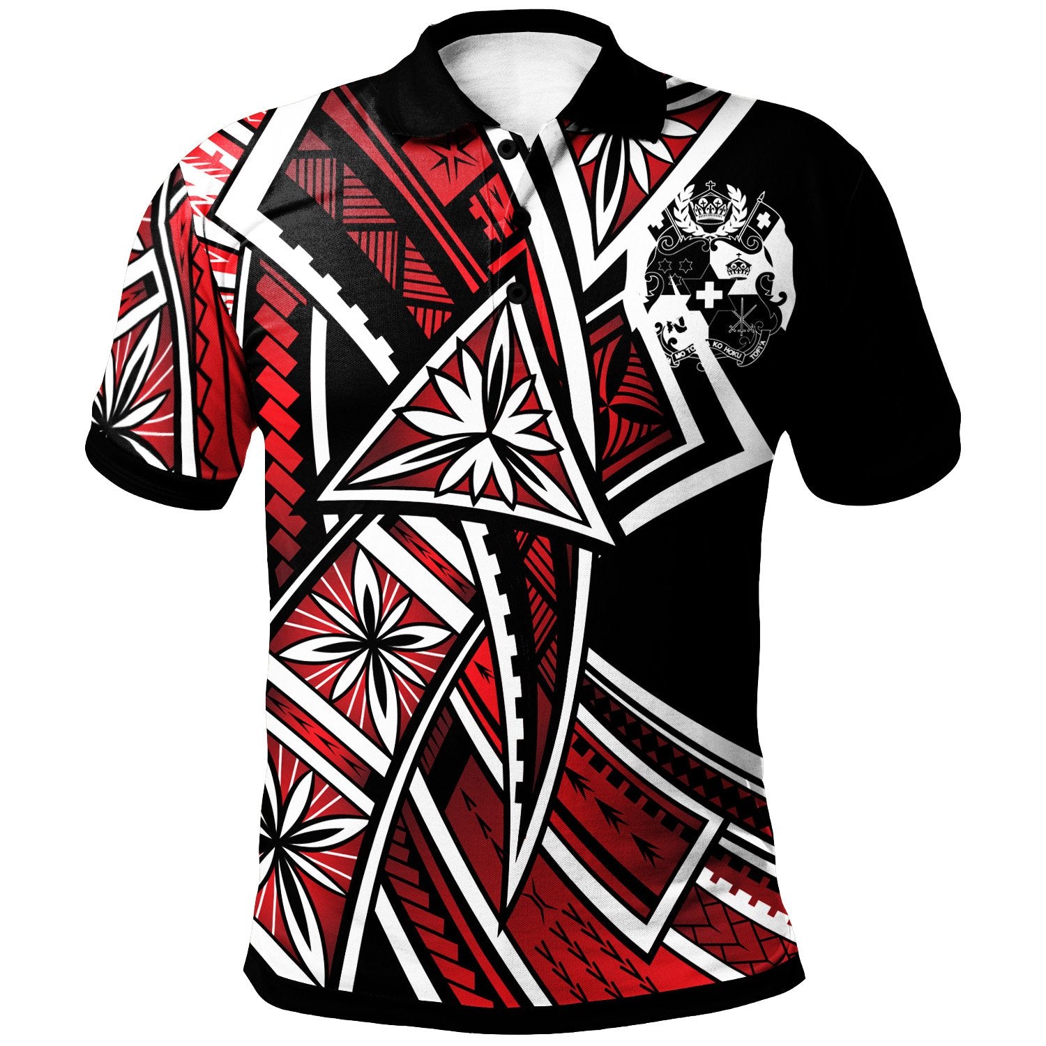 Tonga Polo Shirt Tribal Flower Special Pattern Red Color Unisex Red - Polynesian Pride