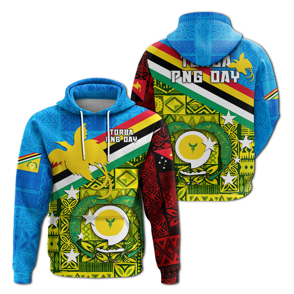 Torba PNG Day Hoodie Vanuatu Papua New Guinea Combine Flag Design LT4 Unisex Blue - Polynesian Pride