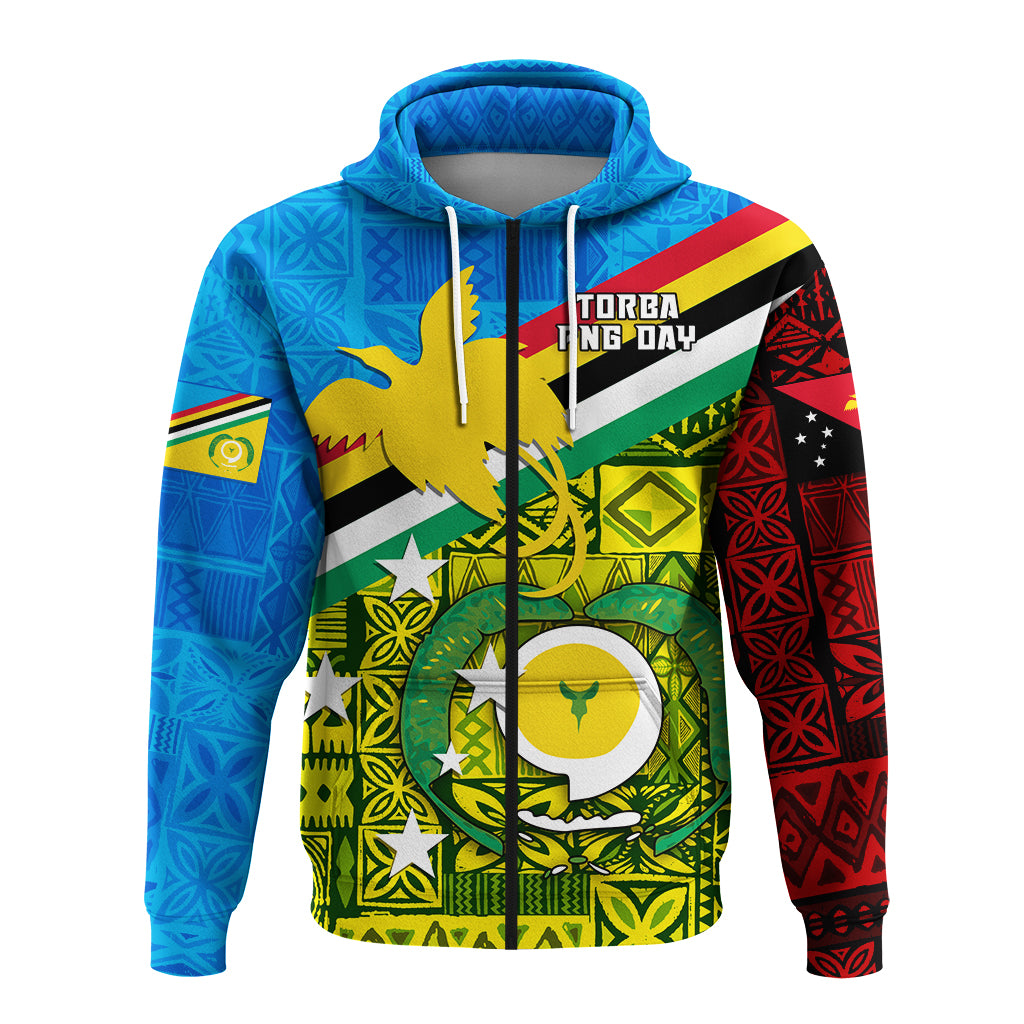 Torba PNG Day Zip Hoodie Vanuatu Papua New Guinea Combine Flag Design LT4 - Polynesian Pride