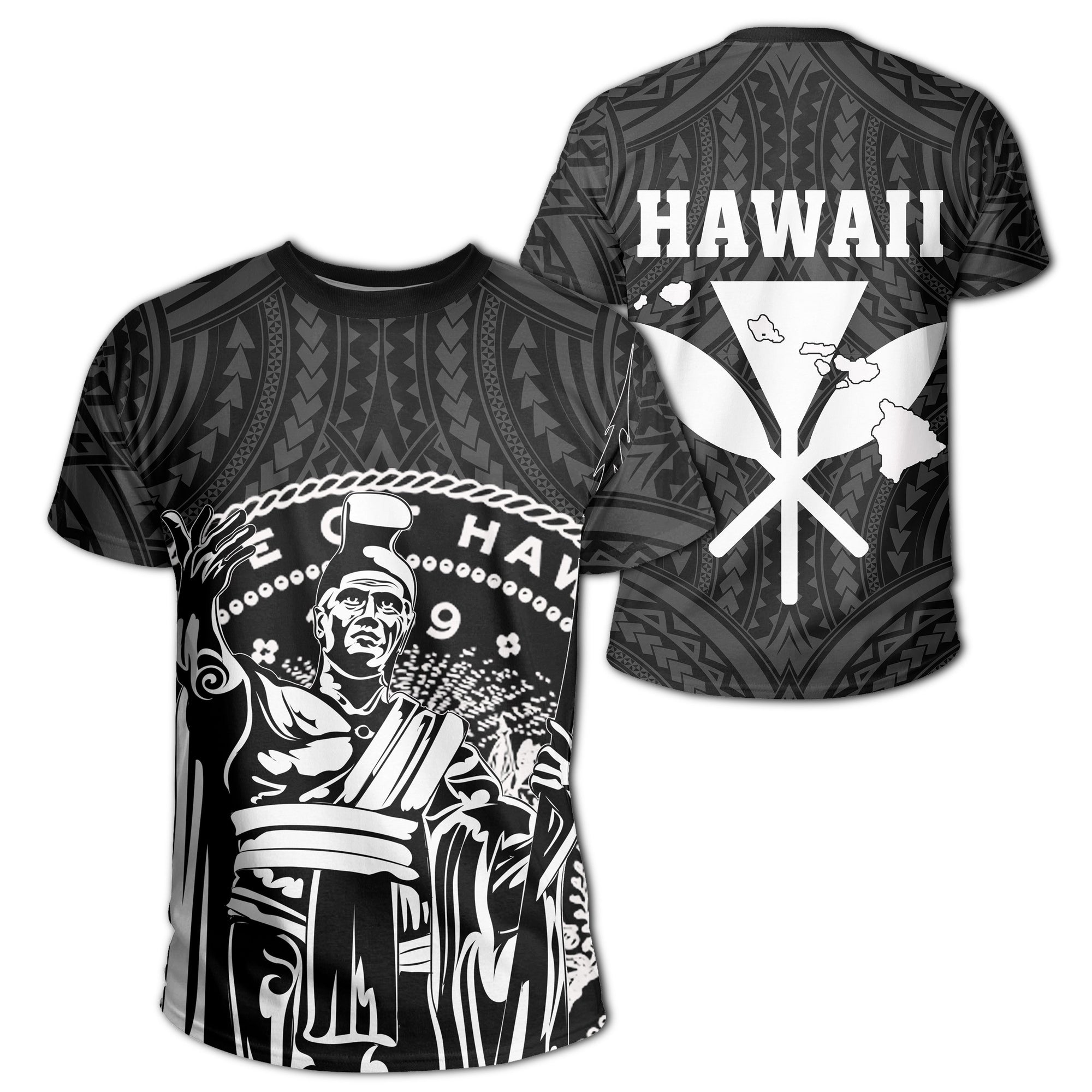 Hawaii King Coat of Arms Kanaka Map Polynesian T Shirt White Unisex White - Polynesian Pride