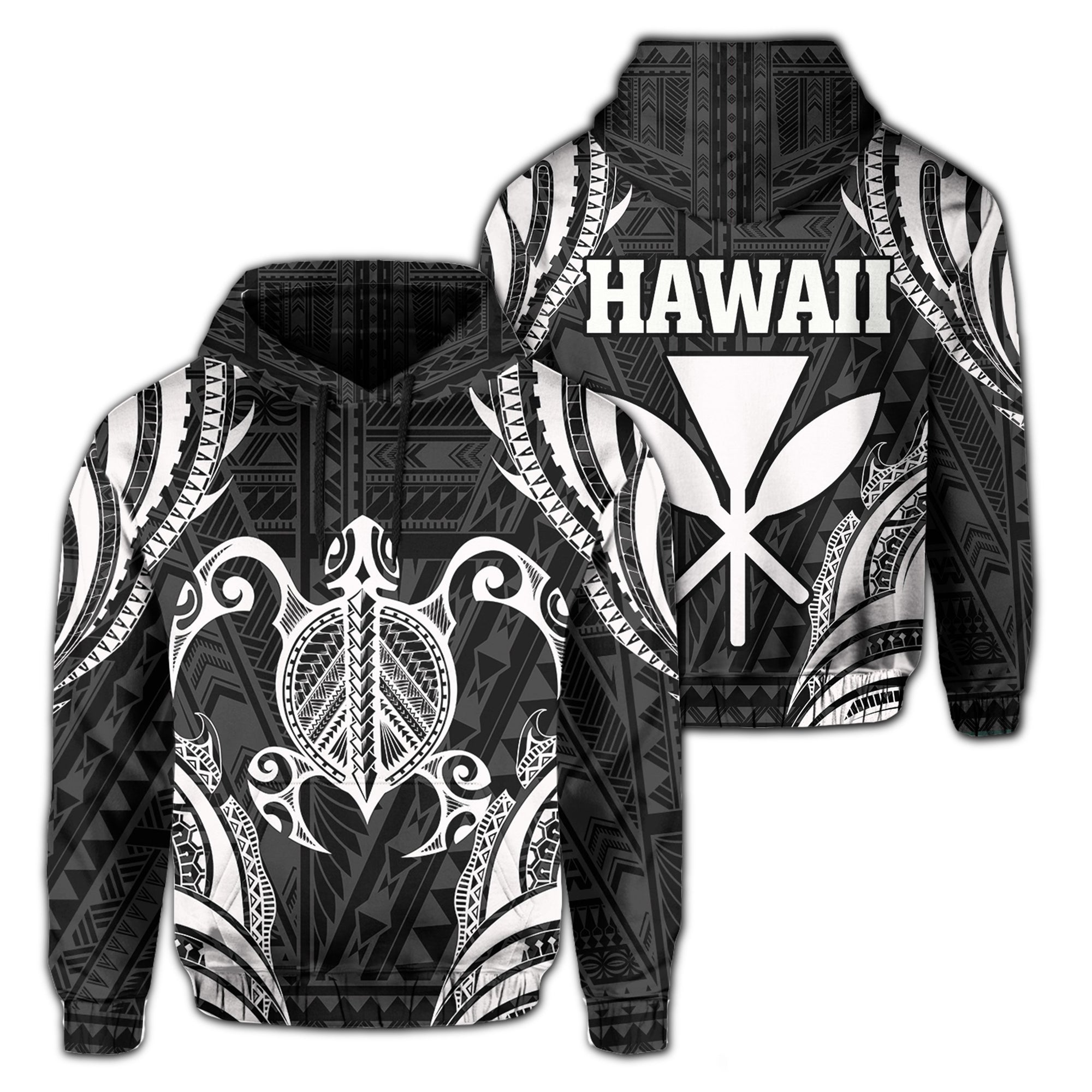 Polynesian Turtle Kanaka Maoli Hawaii Hoodie White Unisex White - Polynesian Pride