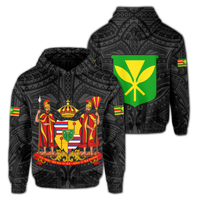 Polynesian Kanaka Maoli Royal Coat of Arms Hawaii Hoodie White Unisex White - Polynesian Pride