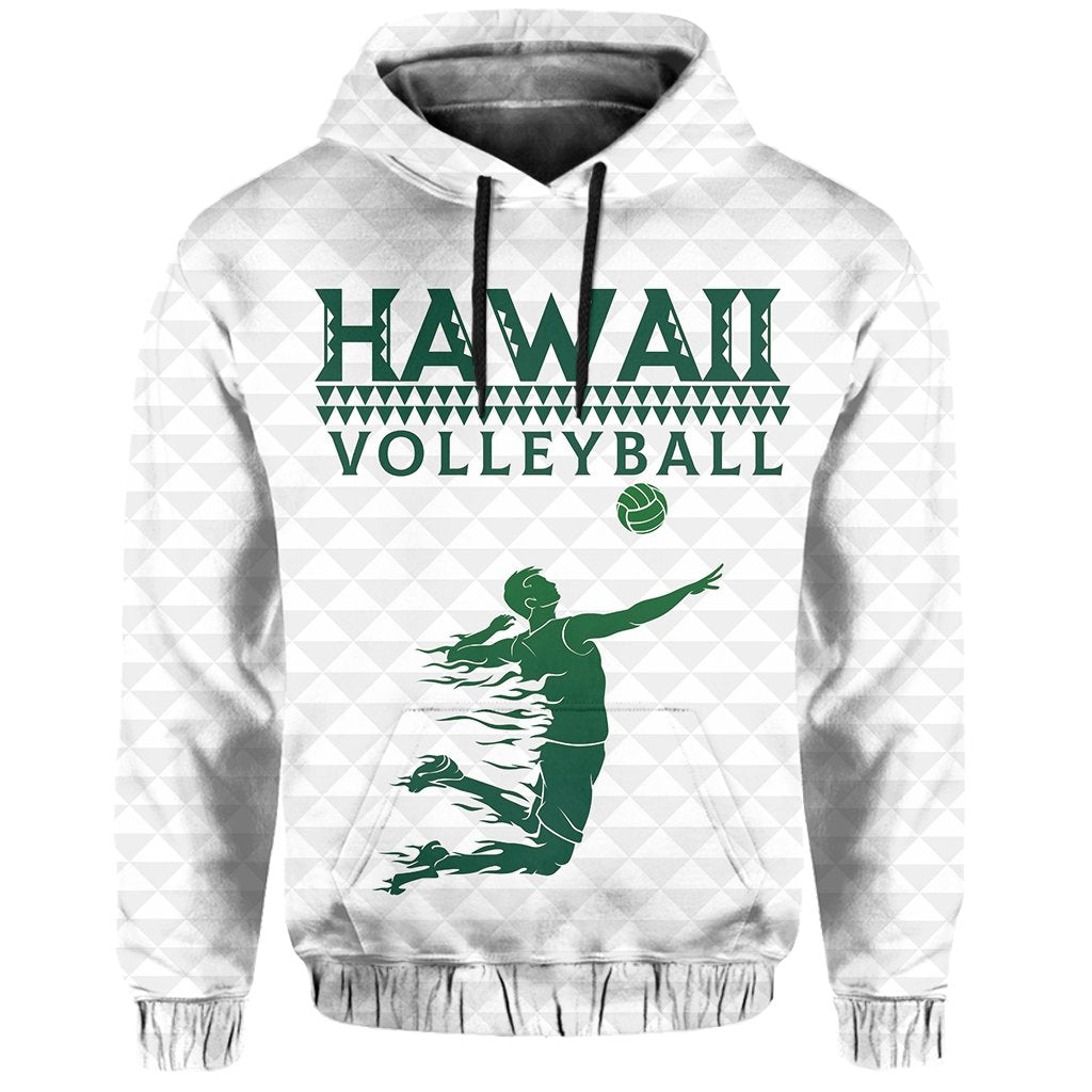 Volleyball Sport Kakau Hawaii Hoodie White - Polynesian Pride