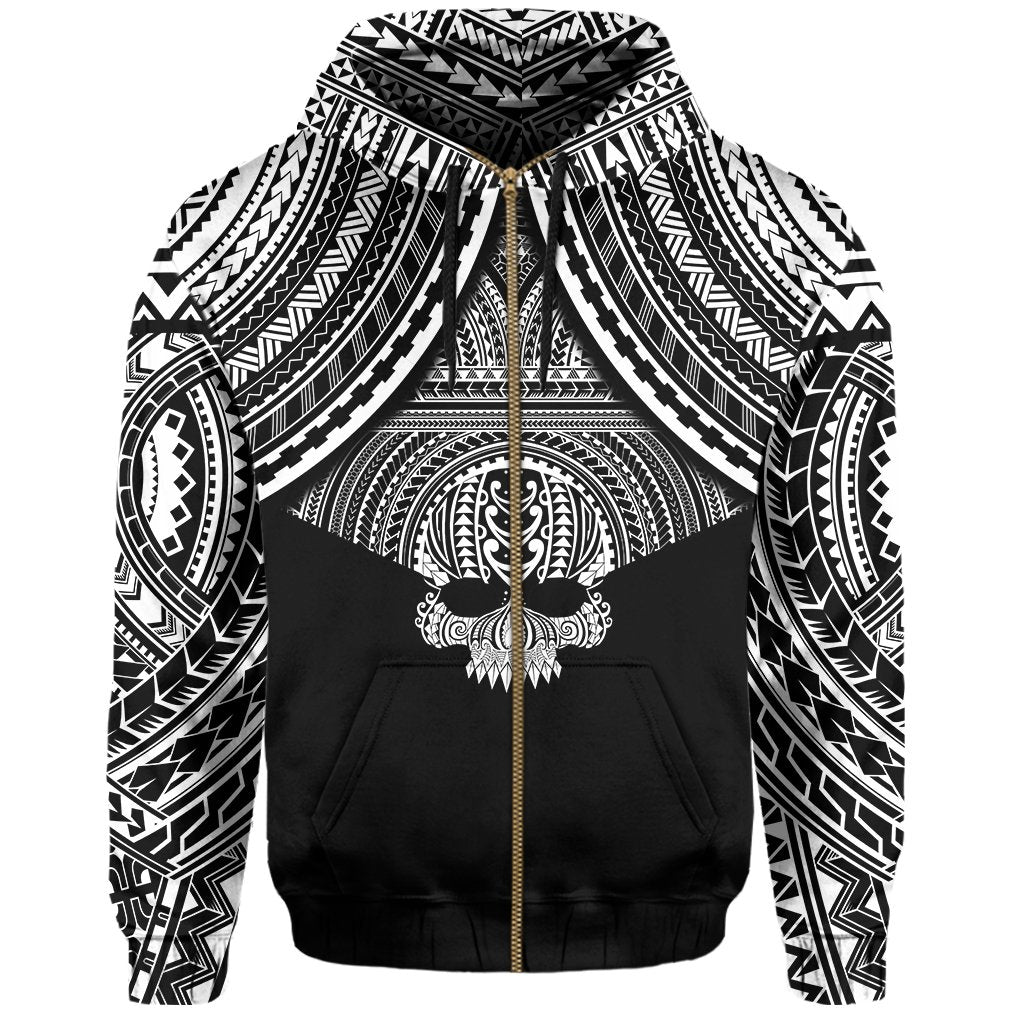 Polynesian Skull Hawaii Zip Hoodie Circle Style - Polynesian Pride