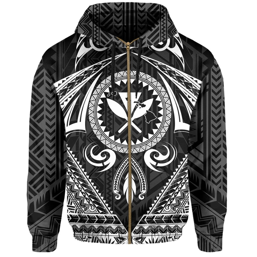 Polynesian Kakau Kanaka Turtle Map Hawaii Zip Hoodie Circle Style - Polynesian Pride