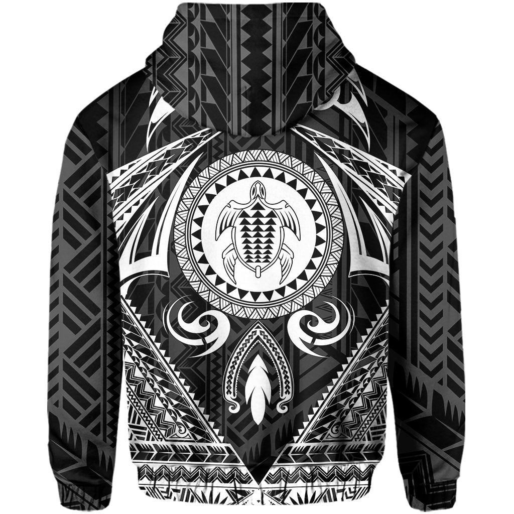 Polynesian Kakau Kanaka Turtle Map Hawaii Zip Hoodie Circle Style - Polynesian Pride