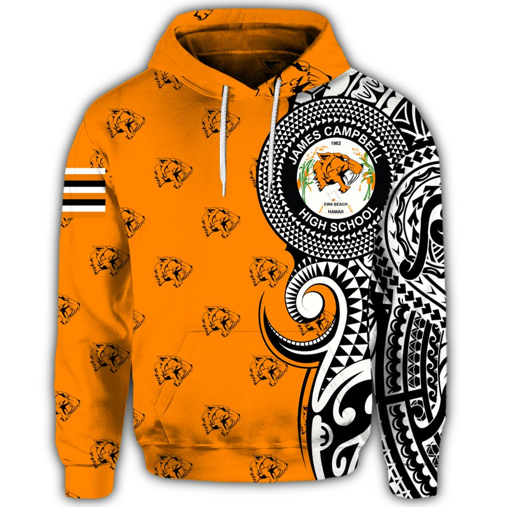 Custom Hawaii Hoodie James Campbell High Tribal Kakau Pullover Hoodie - Polynesian Pride