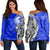 (Personalised) Hawaii - Kailua High Tribal Kakau Women's Off Shoulder Sweatshirt AH Blue - Polynesian Pride