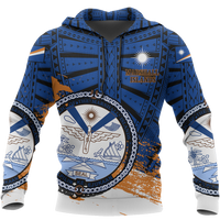Marshall Islands Special Hoodie Marshall Islands Flag Seal Polynesian Tattoo A02 Unisex Blue - Polynesian Pride